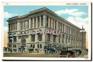 United states Old Postcard Public library Chicago Library