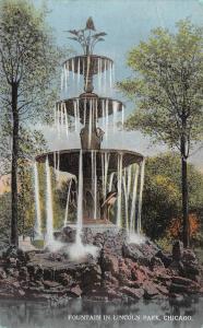 CHICAGO, IL Illinois    3 TIER FOUNTAIN in LINCOLN PARK     1914 Postcard