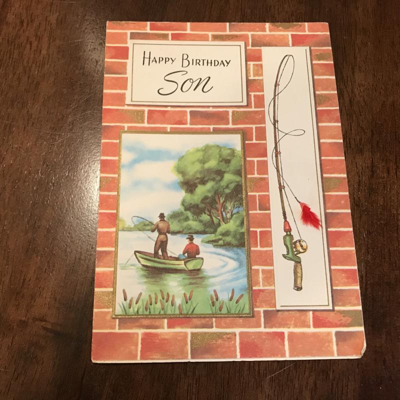 Vintage Birthday Card - Happy Birthday Son - Fishing Theme - By Sterling Chicago