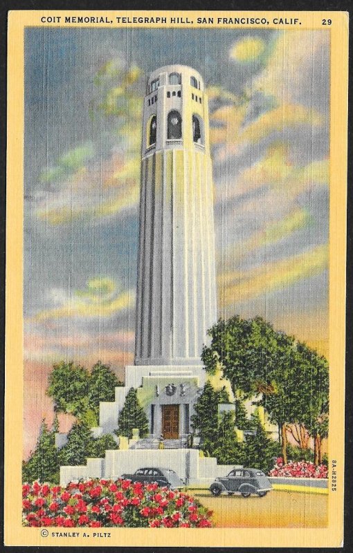 Coit Memorial Telegraph Hill San Francisco California Unused c1938