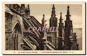 Old Postcard Mont Saint Michel L'Escalier Lace Granite