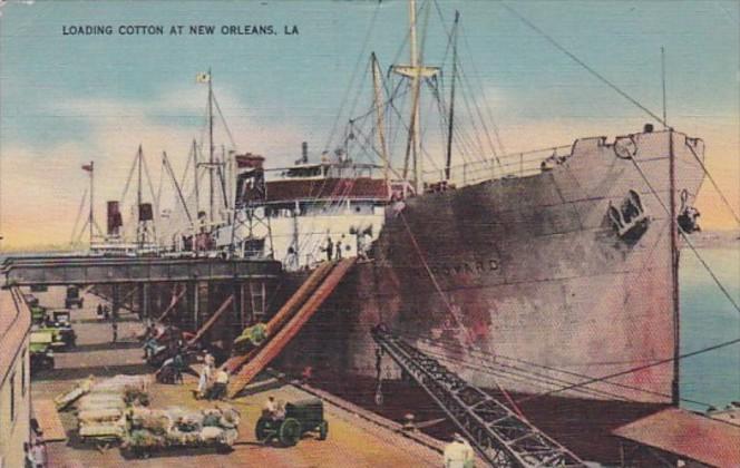 Louisiana New Orleans Levee Scene Loading Cotton