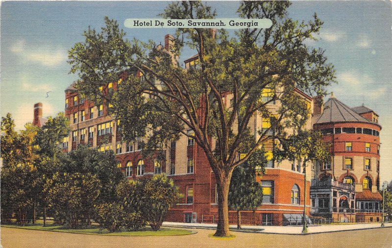 Savannah Georgia 1940s Postcard Hotel DeSoto 