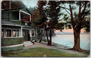 Cedar Beach Vermont Grounds In Cottages Lined-Trees View Antique Posted Postcard