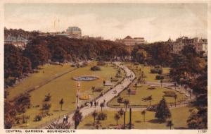 BOURNEMOUTH DORSET UK CENTRAL GARDENS~SALMON GRAVURE STYLE POSTCARD 1920s