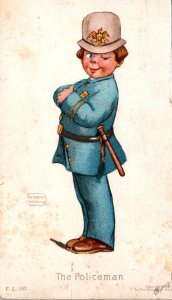 Humour Young Boy The Policeman Signed Gassaway 1909