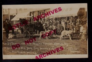 Medford WISCONSIN RPPC 1912 CROSS COUNTRY TRAVELER Damrel TIMBER WOLVES WOLF KB