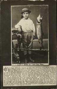 Bizarre Unusual Penn Yan Lake Keuka Boy Attacked by Fish Real Photo Postcard