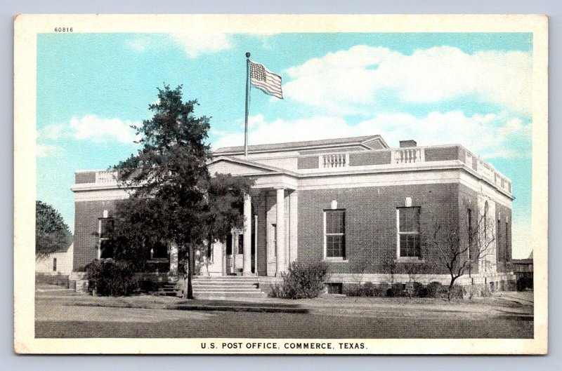 J86/ Commerce Texas Postcard c1920 U.S. Post Office Building  460