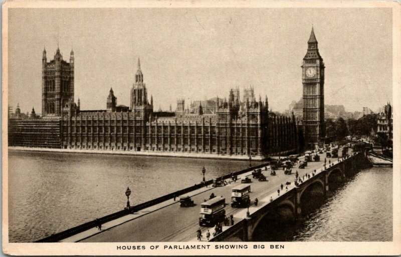 Raphael Tuck Gravure Houses of Parliament Showing Big Ben London England Postcar