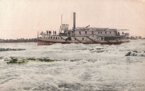 Vintage Postcard 1930's Lachine Rapids Steamboat Rapid Shoots Montreal Canada