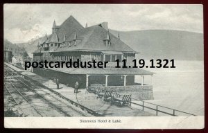 1321 - SICAMOUS BC 1908 Train Station. Hotel & Lake. Broken Circle by Thomson