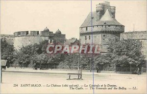 Postcard Old Saint Malo Cote Sud Chateau Is Generale and Dungeon