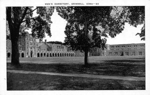 GRINNELL, Iowa IA    COLLEGE & MEN'S DORMITORY    Black & White Postcard