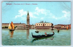 Panorama da S. Giorgio e Gondola VENEZIA Venice ITALY Postcard