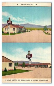 COLORADO SPRINGS, CO ~ RANCH AUTEL c1950s Roadside El Paso County Linen Postcard