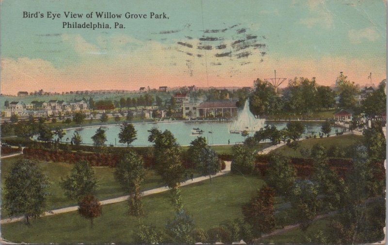 Postcard Bird's Eye View Willow Grove Park Philadelphia PA 1912