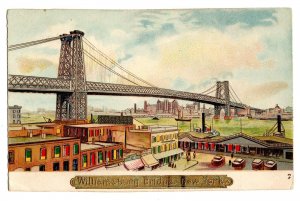 Vintage 1910's New York City HOLD-TO-LIGHT Williamsburg Bridge Postcard (RARE)