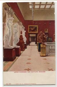 Art Exhibit Sculptures Upper Corridor Interior Chicago Art Institute IL postcard