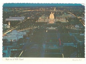 US Capitol Seen From Washington Monument, Washington DC, Night View Postcard