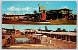 Columbus Motel Mississippi MS Swimming Pool Office Rooms Wide Ground Postcard