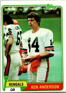 1981 Topps Football Card Ken Anderson Cincinnati Bengals s60042