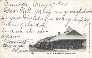 Greenville NH Railroad Station Train Depot Horse & Wagon in 1904 Postcard