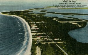 c1940's Longboat Key Sarasota Florida FL Gulf to Bay Advertising Postcard