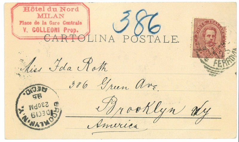 04421 VINTAGE POSTCARD: MILAN: PRIVATE 1895-