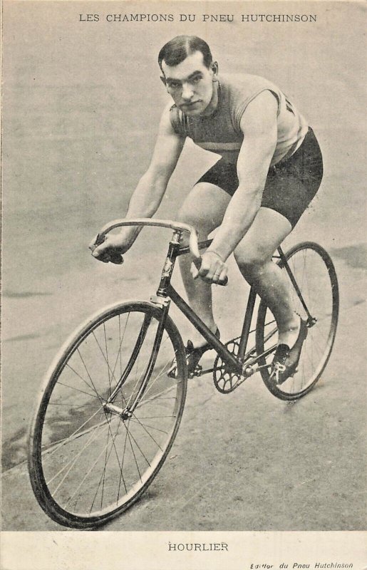 LEON HOURLIER BICYCLE CHAMPION-LES CHAMPION  DU PNEU HUTCHINSON TIRES POSTCARD