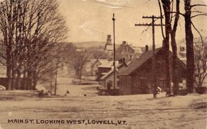 Lowell Vermont Main Street, Looking West, B/W Photo Print Vintage PC U13789