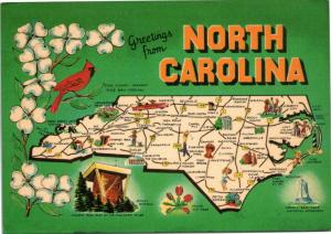 Greetings from North Carolina state highlight postcard