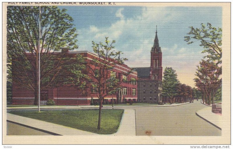 Holy Family School And Church, Woonsocket, Rhode Island, PU-1944