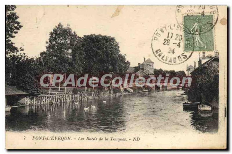 Old Postcard Pont l'Eveque the Banks of the Touques