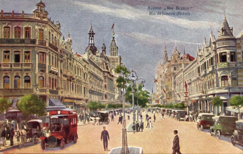 brazil, RIO DE JANEIRO, Avenida Rio Branco, Car (1920s)