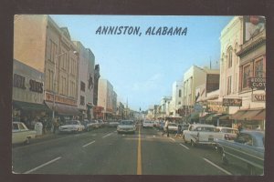 ANNISTON ALABAMA DOWNTOWN STREET SCENE OLD CARS VINTAGE POSTCARD