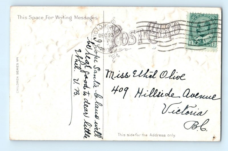 Christmas Snowman Children Tree Postcard Nash