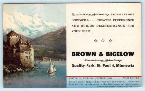 ST. PAUL, MINNESOTA~ Advertising BROWN & BIGELOW 1951 Castle of Chillon Postcard