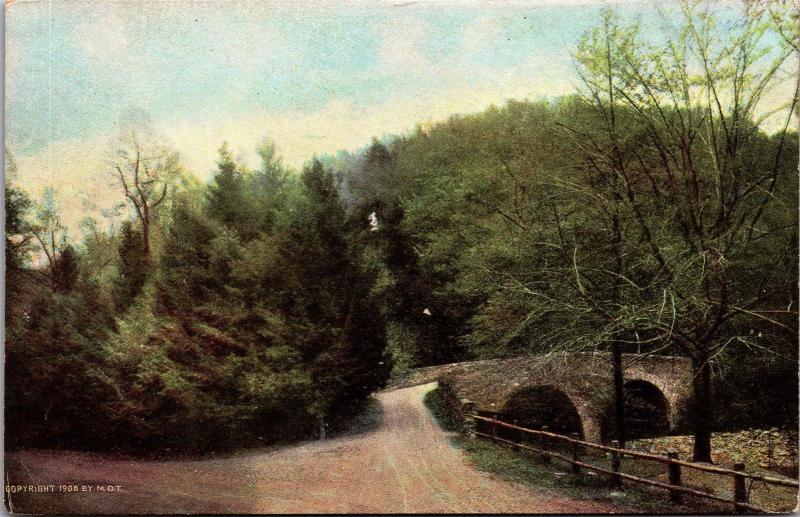 Wissahickon Drive and Rex Avenue Bridge Philadelphia PA Vintage Postcard I20