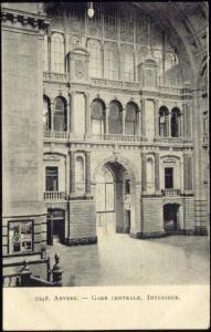 belgium, ANTWERP ANVERS, Interior Central Station (1908)