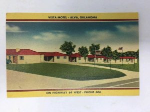 Alva Oklahoma Postcard Vista Motel Highway 64 Linen