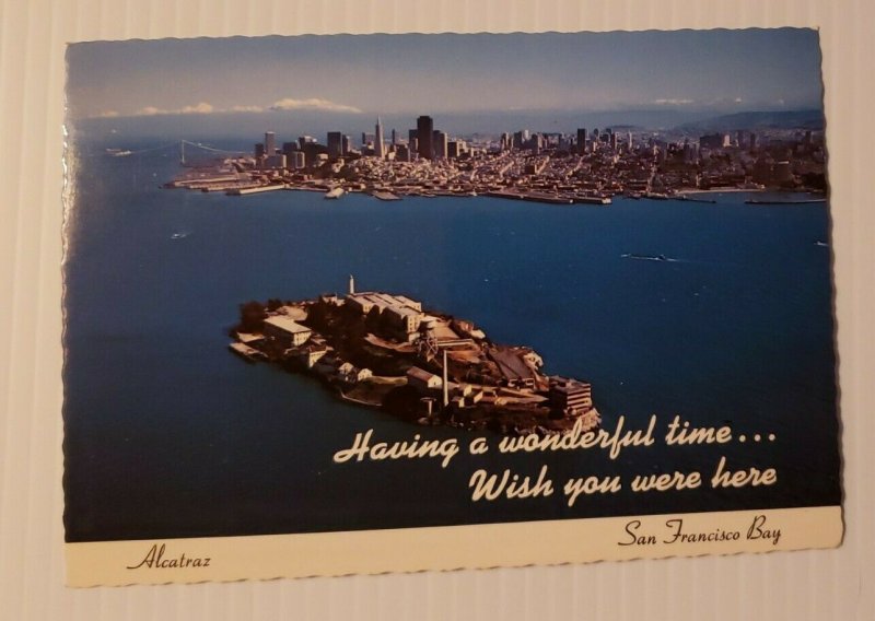 VTG Postcard Alcatraz Island San Francisco Bay California Wish You Were Here 370