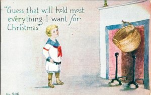 Vintage 1910's F.A. Owen Co. Cute Little Sailor Boy Antique Christmas Postcard