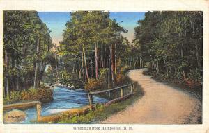 Hampstead New Hampshire River Roadway Greeting Antique Postcard K86048