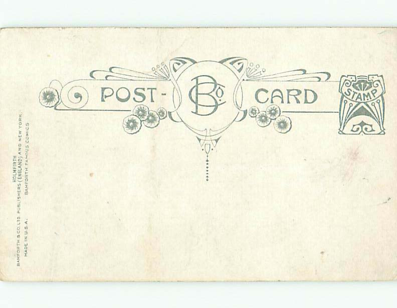 Unused Bamforth comic WOMAN RUNS OVER MAN WITH LONG ROLLER MACHINE