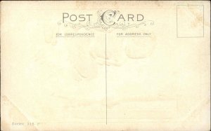 Christmas - Little Boy Sits Waiting at Fireplace Stecher c1915 Postcard