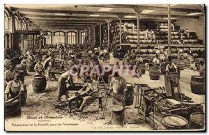 Old Postcard Folklore Wine Harvest Champagne Moet & Chandon the barrel of Pre...