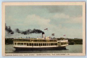 Quebec Canada Postcard Quebec-Levis Ferry SS Louis Joliette c1940's Vintage