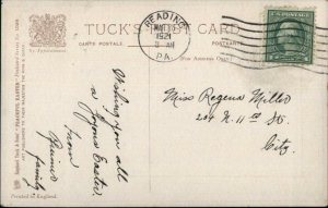 TUCK Peaceful Easter - Pretty Young Woman Reading c1910 Postcard