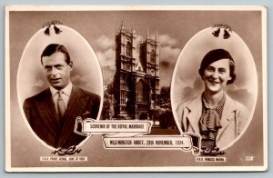 RPPC 1934 Royal Marriage Westminster Abbey Real Photo Postcard